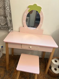 Kids Wooden Vanity Table and Stool Set