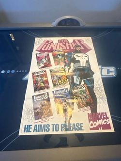 Vintage 1991 Marvel Comics The Punisher Promotional Poster 'He Aims To Please' New