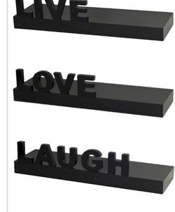 Shelf Floating Set Live Laugh Love Black