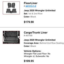 Weather Tech Floor Liner And Cargo Liner Jeep Wrangler Unlimited