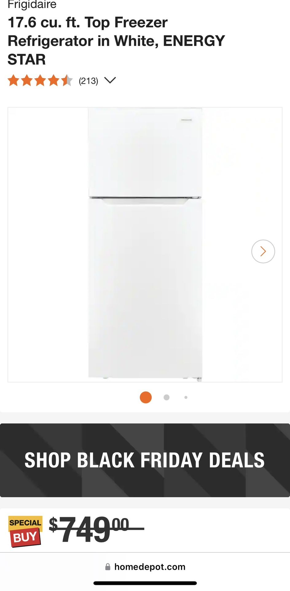 Frigidaire 17.6 cu. ft. Top Freezer Refrigerator in White, ENERGY STAR