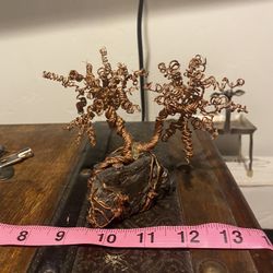 The copper wire tree on a meteorite