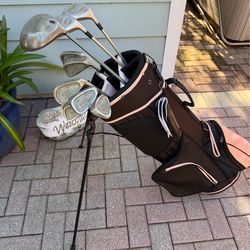 Ladies Wilson Prostaff golf club set with Callaway driver.  Like new golf bag right handed