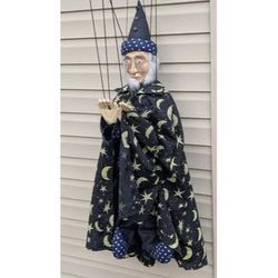 Vintage Puppet Wizard Marionette Merlin  Large 3’ Sorcerer Magician