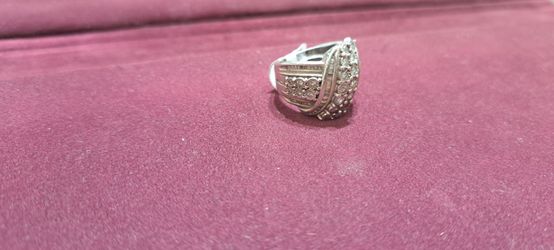 Silver Cocktail Ring with Clear Stones