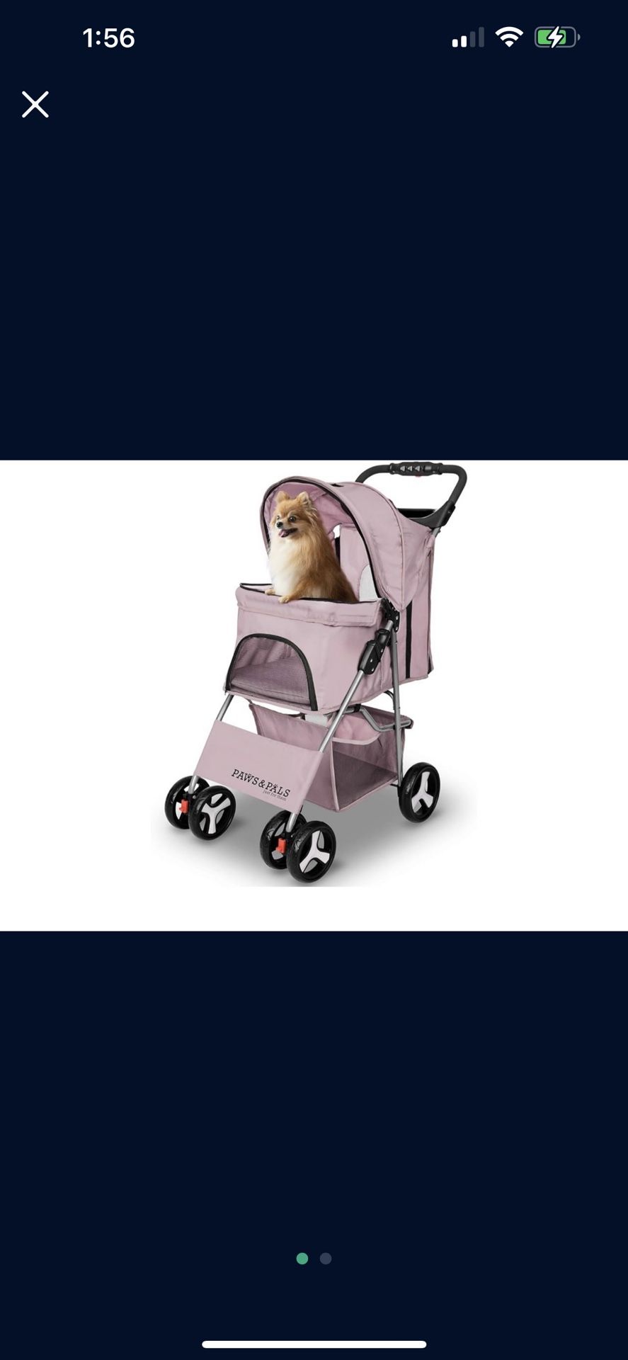 Paws & Pals 4 Wheeler Elite Jogger Pet Stroller Cat/Dog Easy to Walk Folding Travel Carrier, Pink