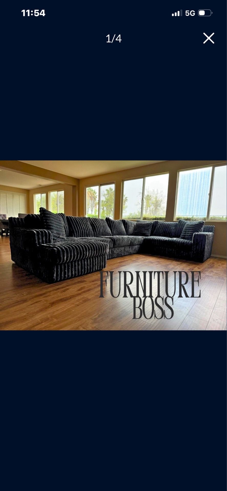 Corduroy Sectional Sofa with Soft Thick Fur Like Corduroy Fabric