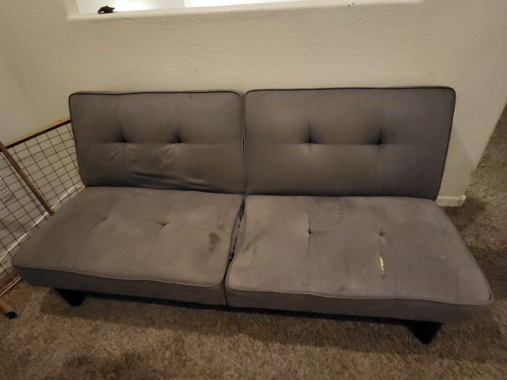 Gray Futon With Attached Matress