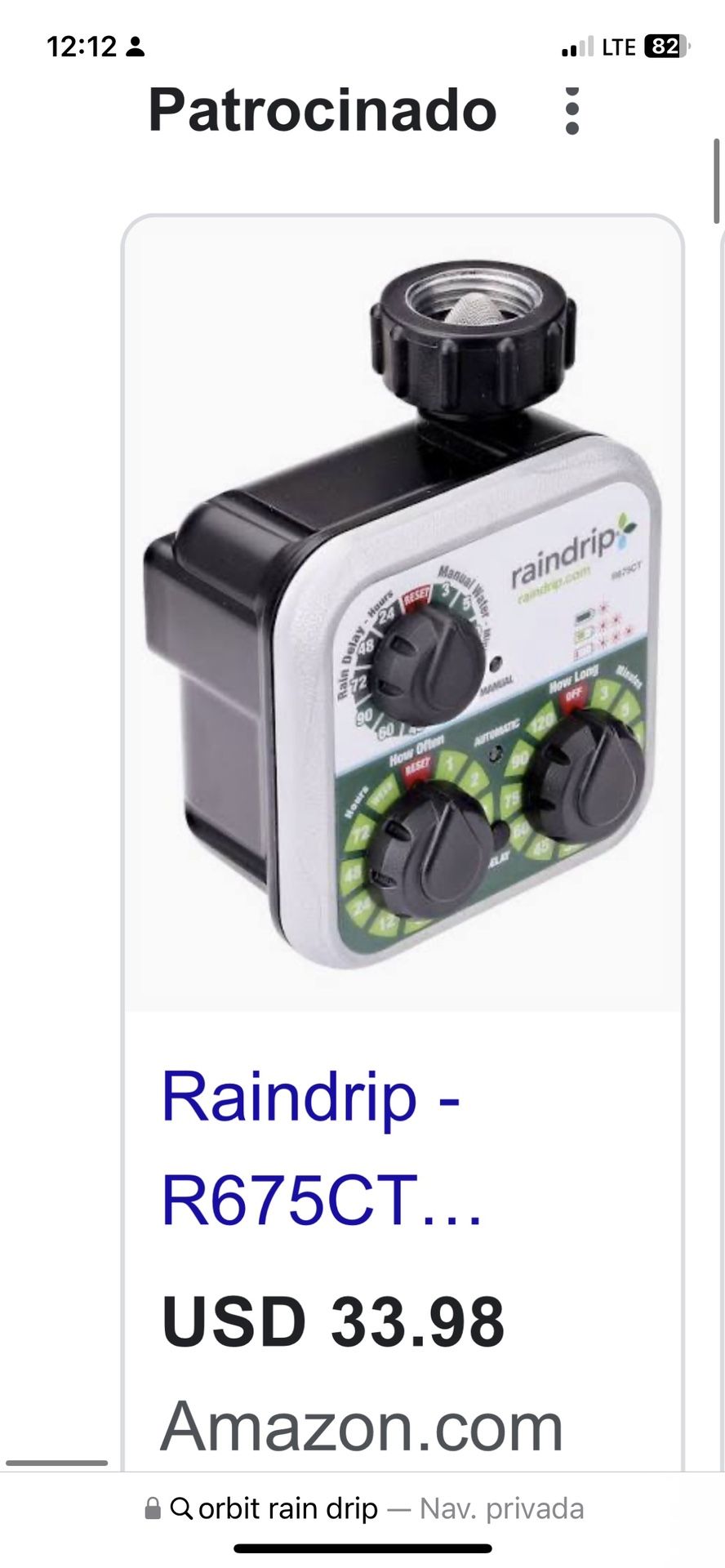 rain drip water timer nuevo $20 lo tengo en el centro
