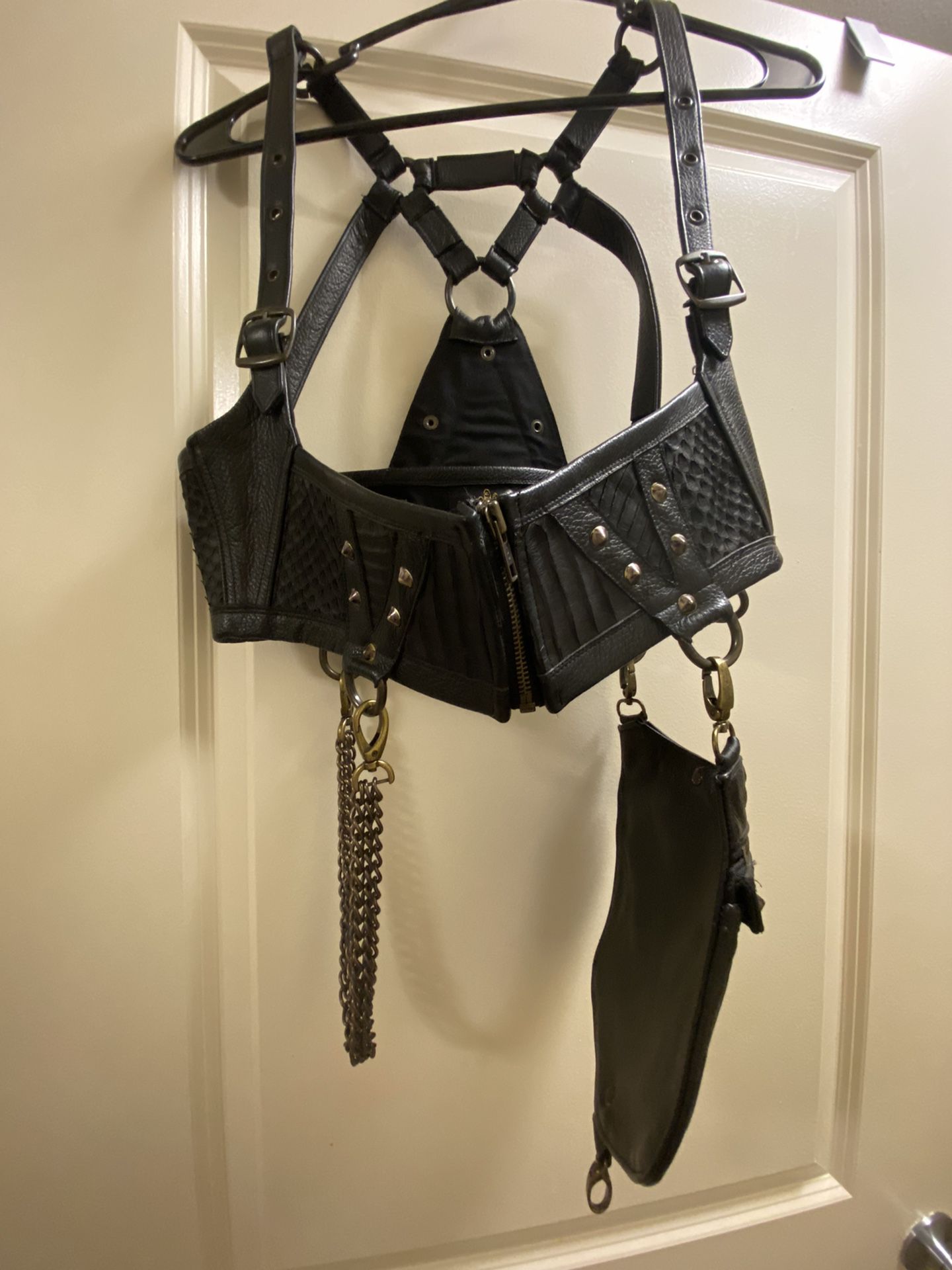 Black Leather Vest Bag
