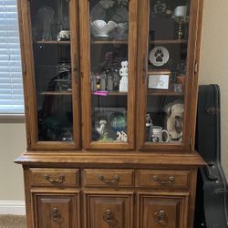 Antique Maple China Cabinet Hutch