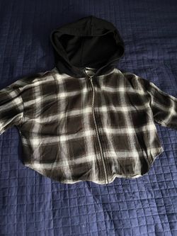 Forever 21 Cropped Hooded Zip-Up Flannel