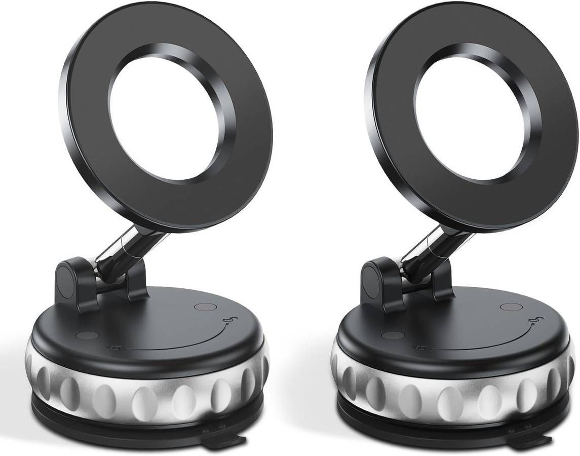 new 2-Pack Vacuum Suction Magnetic Phone Holder for Car Dashboard, Windshield - Hands-Free Strong Grip Mount with 360° Rotation for iPhone & Android P