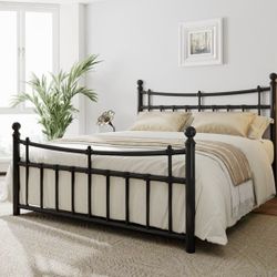 Metal bed frame size full with 2 inch box spring and Size full mattress