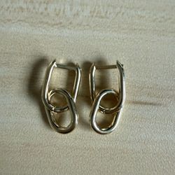 [Price Lowered] Link Earrings – Gold-Tone Minimalist Statement