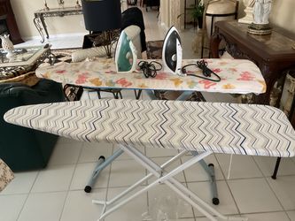 2 IRONING BOARDS 2 IRONS 1 IRON NEW
