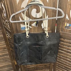 Wilson’s Leather Black Embossed Tote