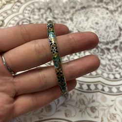 925 stearing silver bangle braclet floral  used vintage