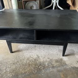 46”x18”x23.5” Black Wood Coffee Table Or Tv Media Stand Table