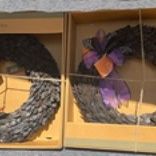 CHOICE New, Firm, Smith & Hawkins Black Palm Leaf Wreath with Halloween Bow