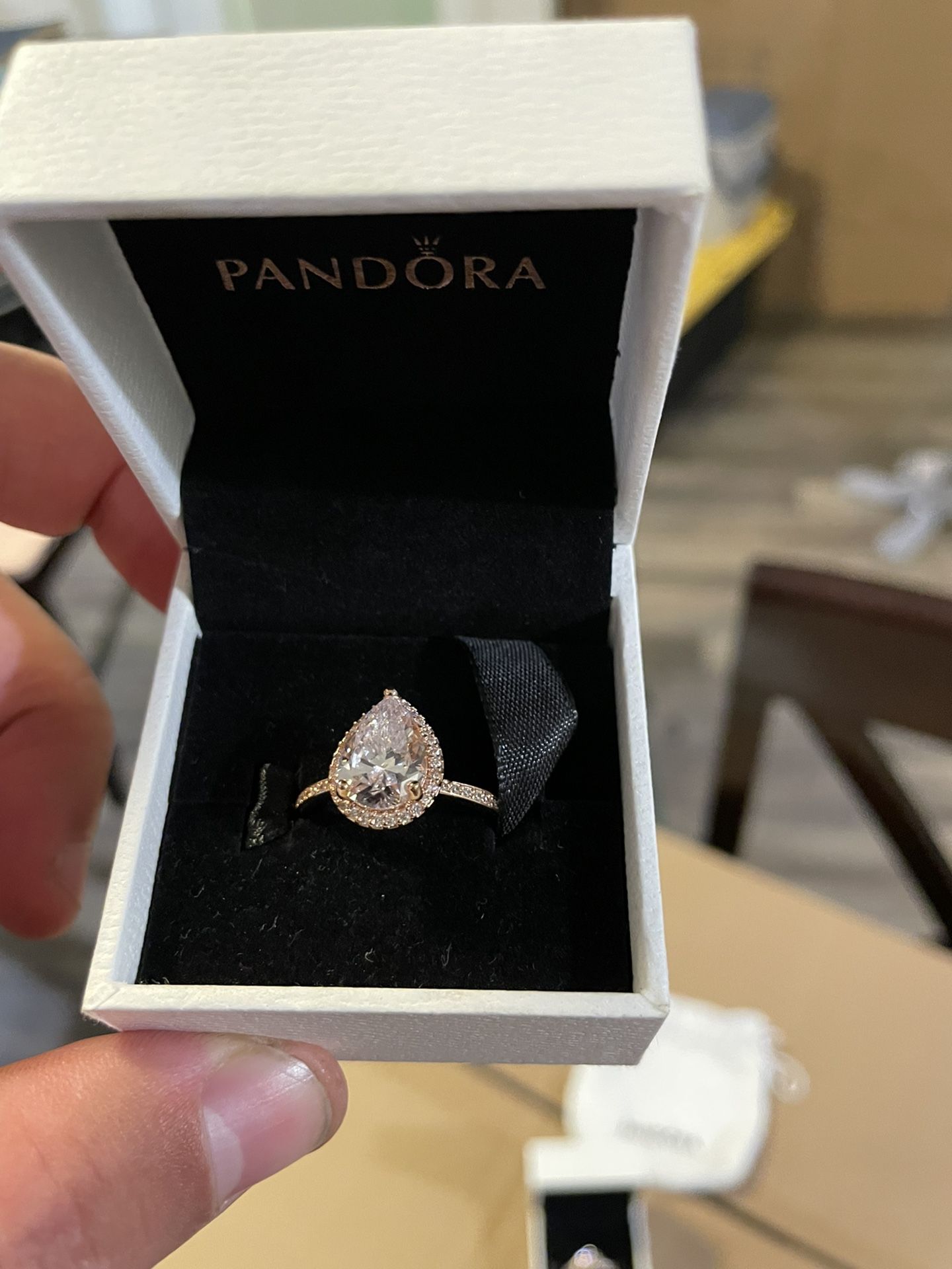 New Pandora Sparkling Teardrop Halo Ring - Main Image