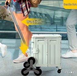 The 65-liter Foldable Shopping Cart with Telescopic Handles And Wheels Is A Foldable Multi-functional Storage Vehicle, Suitable for Shopping, Laundry,
