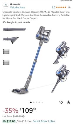 Greenote Cordless Vacuum Cleaner 23KPA, 30 Minutes Run Time, Lightweight Stick Vacuum Cordless, Removable Battery, Suitable for Home Car Hard Floors C