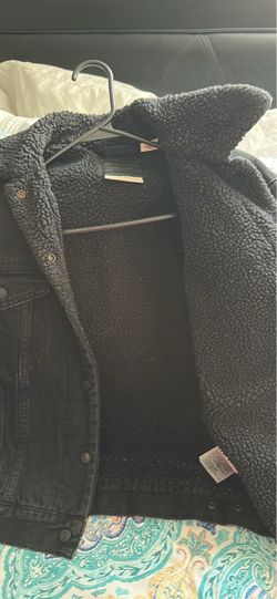Black Denim Jacket with Sherpa Lining