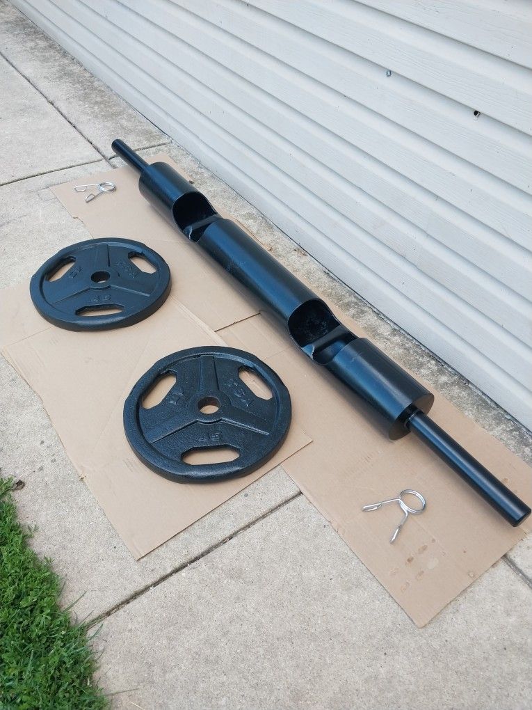 HEAVY DUTY STRONGMAN LOG BAR, 2(45LBS ,CLIPS
