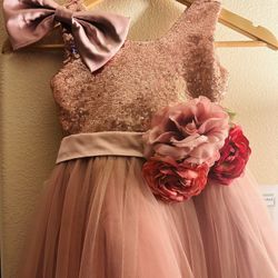 Dusty Rose theme Flower Girl Outfit 6-8 YO 