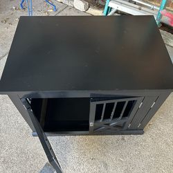 Large Dog Crate End Table. Dark Wood