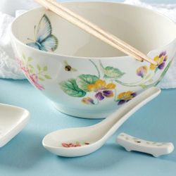 LENOX BUTTERFLY MEADOW BOWL & CHOPSTICKS