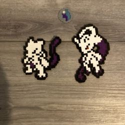 Mewtwo And It’s Mega With The Stone Pokemon Perler Bead/ Pixel Art