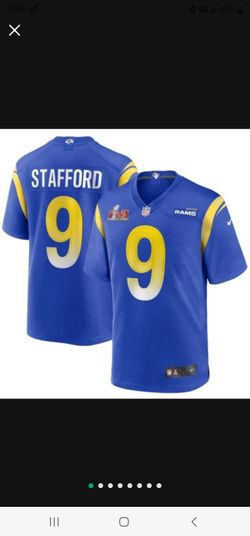 Brand New Los Angeles Rams Jersey Matthew Stafford Blue With Super Bowl Patch Kids Youth Sizes Medium, Large