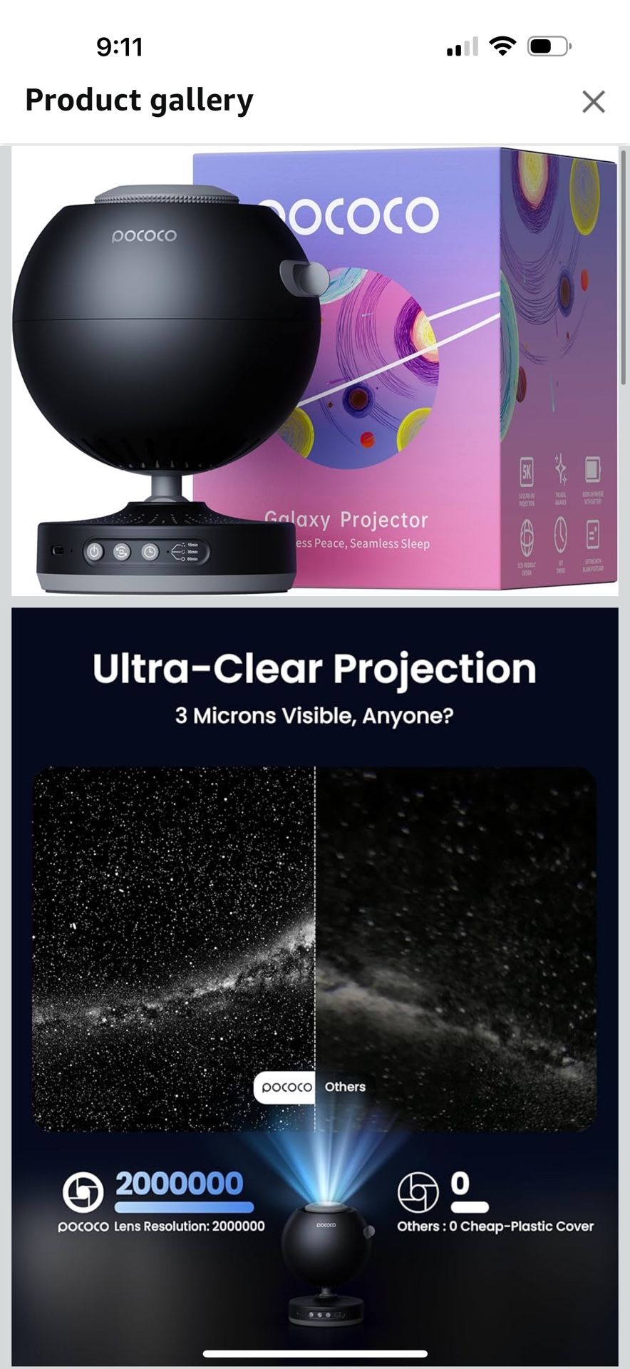 POCOCO Galaxy Star Projector for Bedroom with Replaceable Optical Film Discs, Home Planetarium Night Light Projector with High-Definition Soft Light f