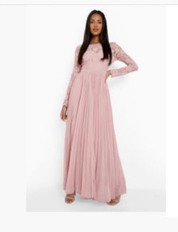 Boohoo Blush Lace Maxi Dress