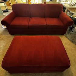 La-Z-boy upholstered red Sofa/Ottoman