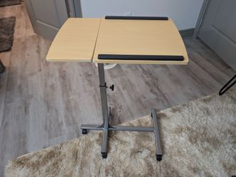 Adjustable Rolling Overbed Table with Wheels