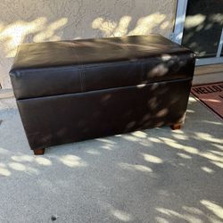 Brown Faux Leather Storage Ottoman