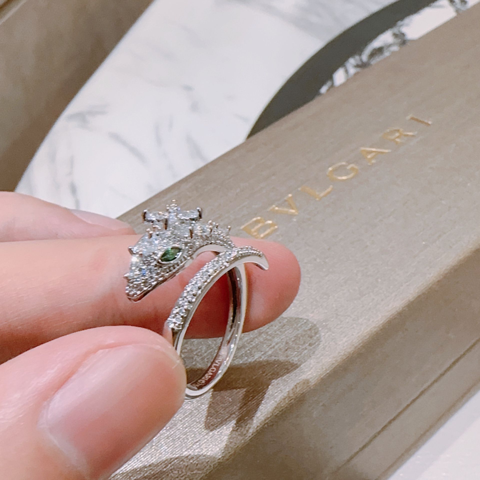 Bvlgari Snake Shadow Silver Ring