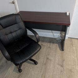 Sturdy Wood Study Desk + Chair Bundle - Compact Size (Excellent Condition)