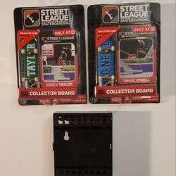 Street League Skateboarding (2) Two Sets-Collector Boards: Mikey Taylor & Shane O'Neill Fingerboards  & Cards / Tech Deck Skateboard Rack