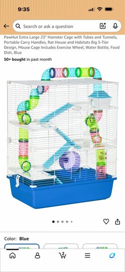 PawHut Extra Large 23" Hamster Cage with Tubes and Tunnels, Portable Carry Handles, Rat House and Habitats Big 5-Tier Design, Mouse Cage Includes Exer