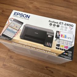 Printer Epson (NEW) EcoTank ET-2400 WirelessColor All-in-One Cartridge-Free Supertank Printer with Scan and Copy – Easy, Everyday Home Printing, Black