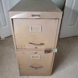 Two-drawer metal filing cabinet