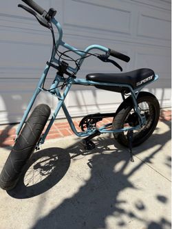 Super73 electric power bike light blue