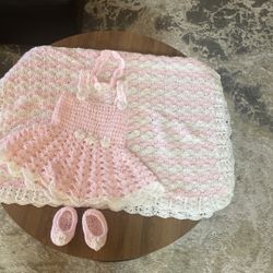 Pink Handmade Girl Baby Set