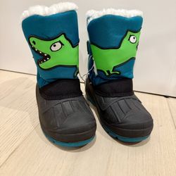 Toddler Boys' Lighted Faux Fur Dinosaur Winter Boots - Black 12T