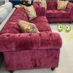 19V1G30*__Made in America, Red Sofa And Loveseat * Brand New * In Stock*P a y  E a s i l y👉GetNowWith$50PayLater