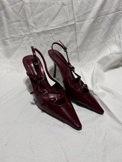 Burgundy Patent Leather Slingback Heels